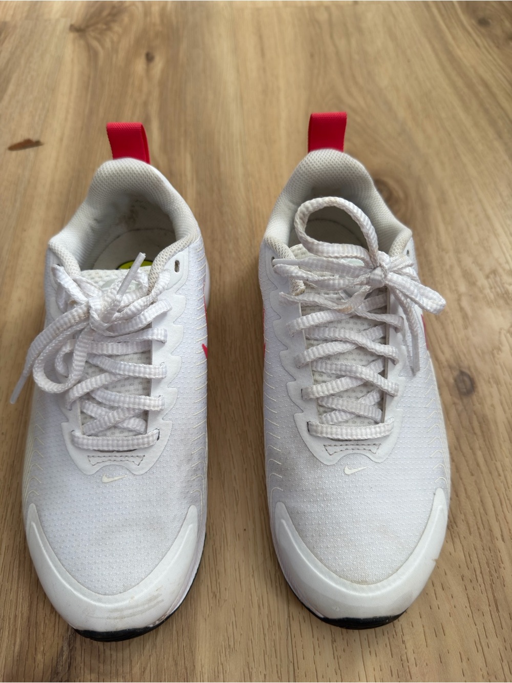 Nike White Sneakers with Pink Heel Tabs